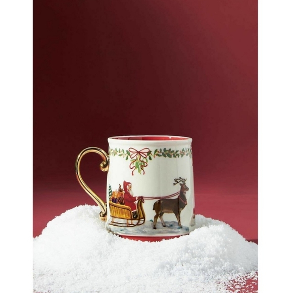Anthropologie Other - Anthropologie Nathalie Lete Santa's Sleigh Mug - Metallic gold & Bordeaux